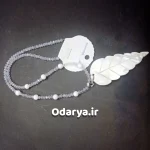 گردنبند رو مانتویی صدفی طرح برگ درخت